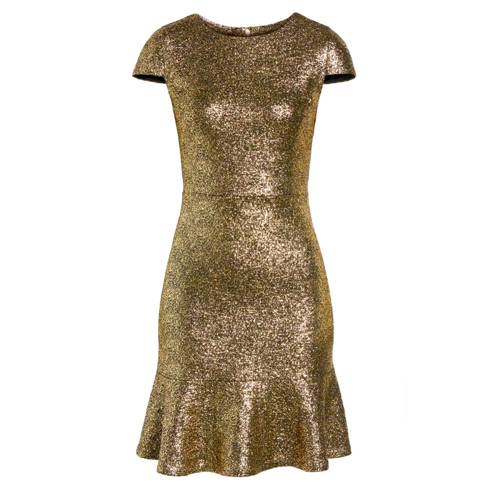 Michael Kors Black and Gold Foil Cocktail Dress